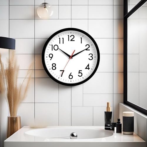 DAXSMY 8 Inch Silent Wall Clock Black