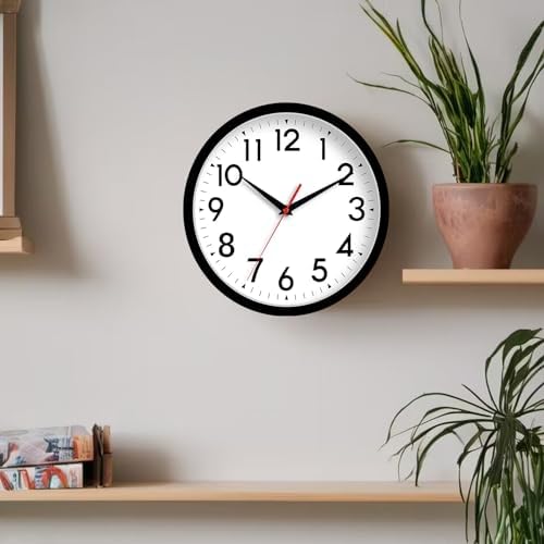DAXSMY 8 Inch Silent Wall Clock Black