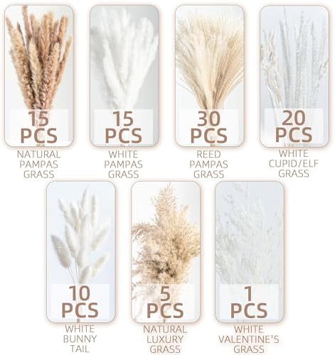 WILD AUTUMN 96PCS Dried Pampas Grass Boho Decor Bouquet
