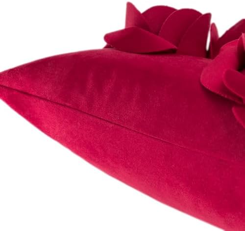 JWH 3D Rose Velvet Pillow Cover 12x20 Inches