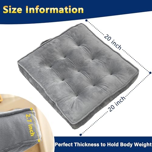 Memory Foam Floor Pillow Set of 2 - Grey