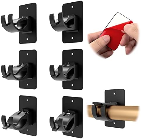 CIEMGNZOC 6 PCS Universal Curtain Rod Bracket Holder - Black