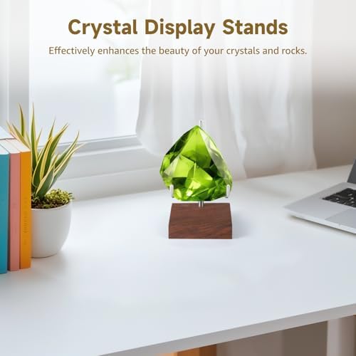 4 Pcs Walnut Crystal Display Stands with Adjustable Metal Arms 1