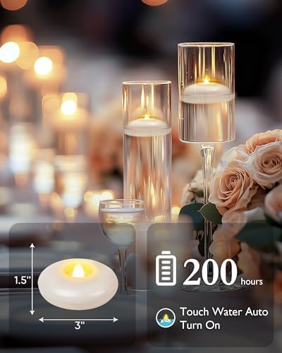 5plots 24-Pack Flameless Floating Candles 3 Inches White LED Waterproof