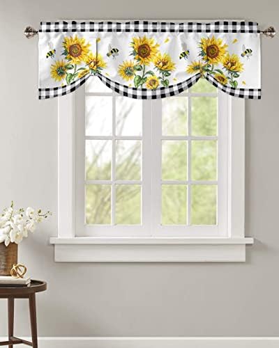 Sabolny Black Sunflower Valance Curtain for Living Room