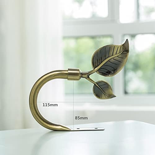 HIKMLK Leaf Shaped Curtain Holdbacks 2pcs Antique Brass 1