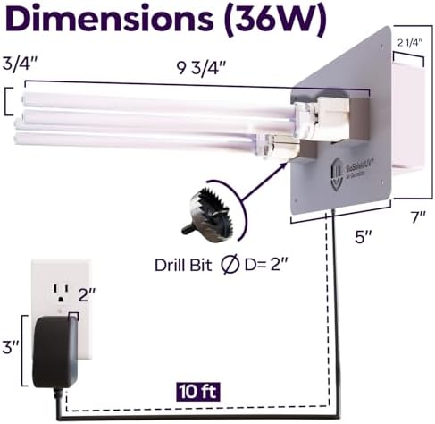 BioShieldUV 36W HVAC UV Light Bulb - Air Purifier Lamp for AC Systems