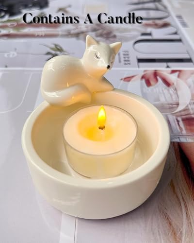 AntExpanse Fox Candle Holder Set with Scented Candle and Keychain