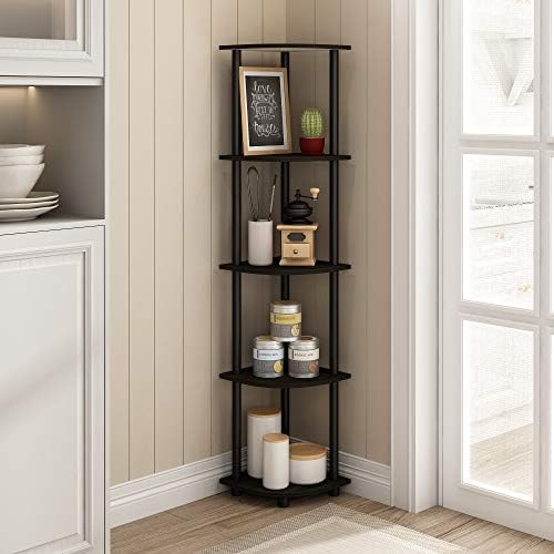 Furinno Turn-N-Tube 5 Tier Corner Display Rack - EspressoBlack
