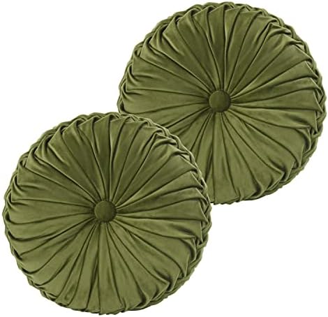 HIG Set of 2 Round Pleated Pumpkin Throw Pillows