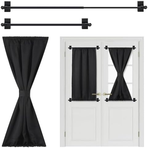 Chunful Blackout French Door Curtains with Magnetic Rods