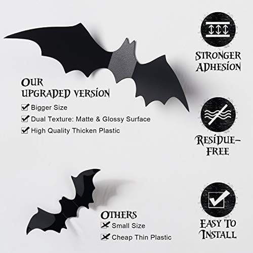 Coogam Halloween Bats Decor Set of 60