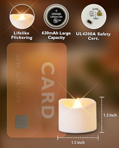 Homemory 48-Pack Flickering Flameless LED Tea Lights for Wedding Party
