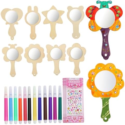 Veemoon Small Wooden Mirror Craft Decor Kit