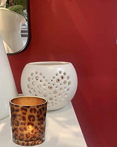 KiaoTime Leopard Print Tea Light Holder Set of 2