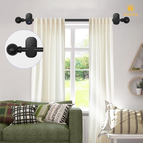 TKZTKZ No Drill Curtain Rods 32-45 Inch Black Adjustable 1