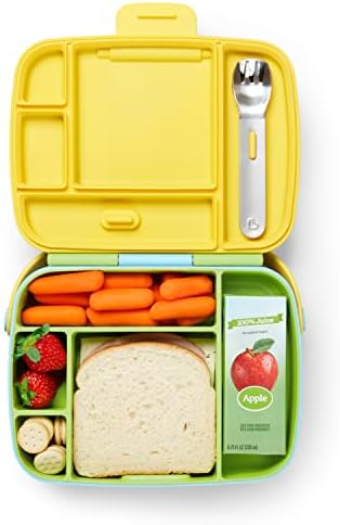 Munchkin Bento Box for Kids with Utensils Green