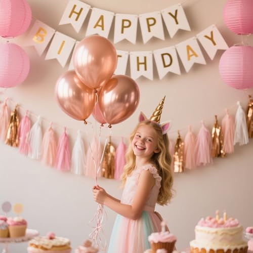 Rose Gold Peach White Pink Tassel Garland Set 20 Pack