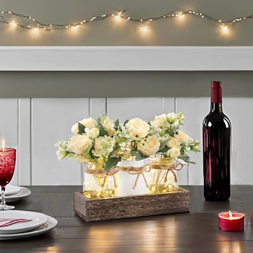 Mkono Lighted Mason Jar Centerpiece Set 1
