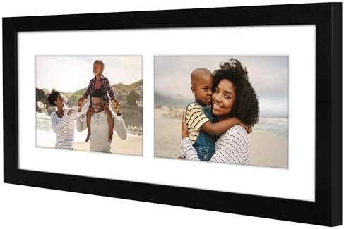 Americanflat 5x7 Double Frame with Shatter-Resistant Glass - Black