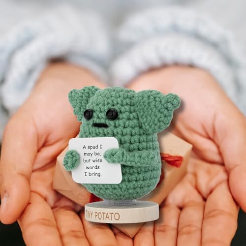 Handmade Baby Yoda Crochet Doll with 30 Affirmations
