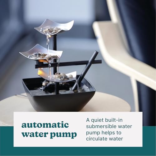 Homedics Tabletop Water Fountain with 3 Tiers and River Rocks