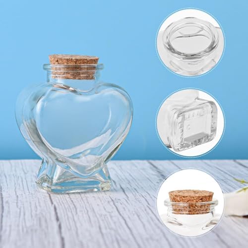 Zoeytak 1PCS Mini Glass Heart Bottle with Cork Stopper