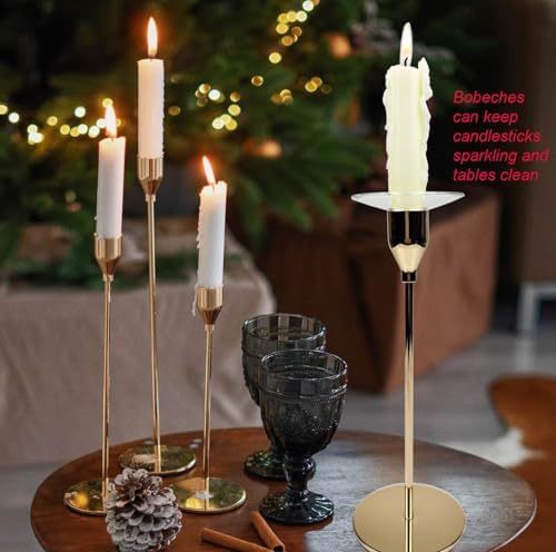 12 Pack Clear Bent Glass Candle Bobeches for Candlestick Holders
