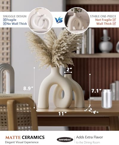 Jonronboci Hug Donut Vase Set - Cream White Matte Ceramic