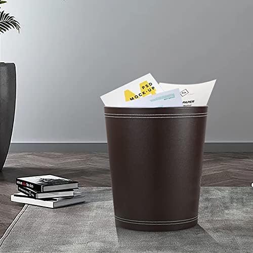 KINGFOM Classic Pu Leather Trash Can for Home and Office