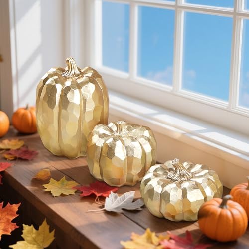 Winemana 3 Pack Gold Artificial Pumpkins