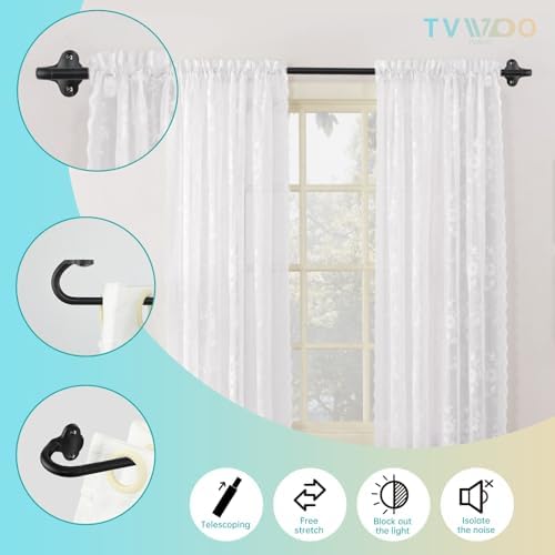 TVWOO Matte Black Wrap Around Curtain Rods 28-48 Inch