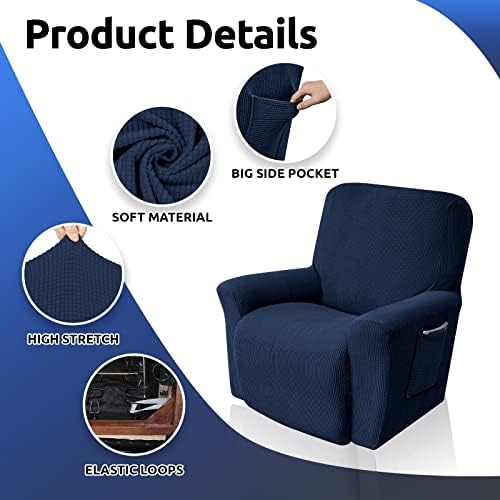 KEKUOU Recliner Chair Cover Navy Blue 1 Piece 1