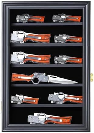 JIANGPAI Military Knife Shadow Box with Acrylic Lockable Display Case