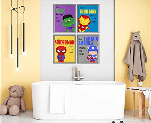 Silly Goose Gifts Superhero Wall Art Print Set of 4