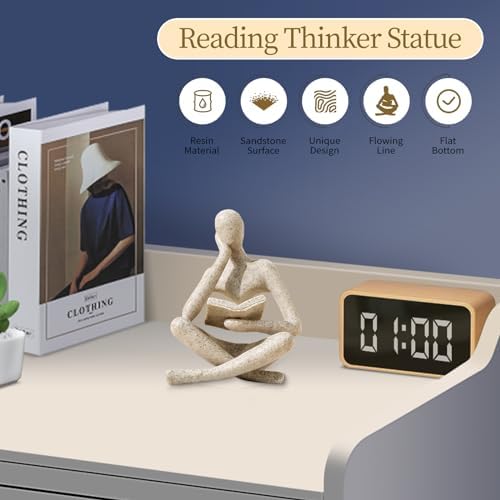 Bookshelf Decor Thinker Statue - Modern Aesthetic Art Sculpture