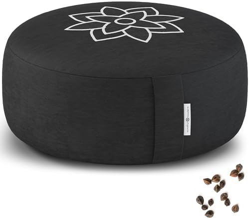 Mindful Modern Large Meditation Cushion with Buckwheat Fill and Cotton Cover
