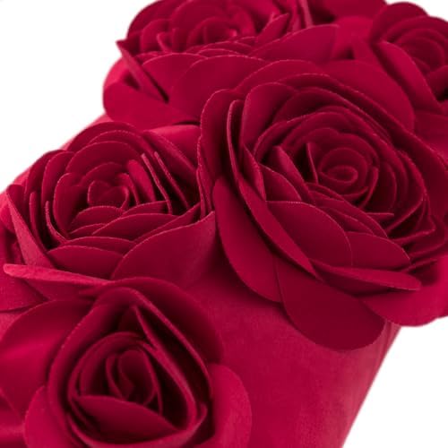 JWH 3D Rose Velvet Pillow Cover 12x20 Inches