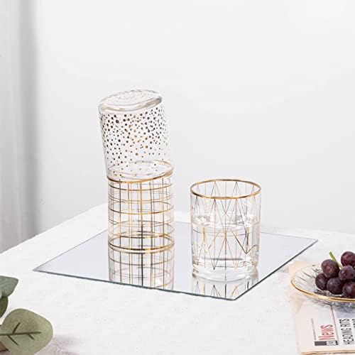 VASUHOME 12 Square Mirror Candle Plates Set of 12