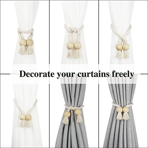 Nieffeiy 2 Pack Magnetic Curtain Tiebacks Beige