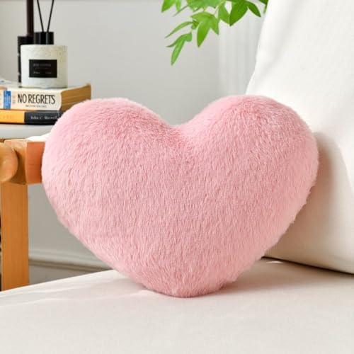 IREMATE Heart Pillow Pink Throw for Home Decor