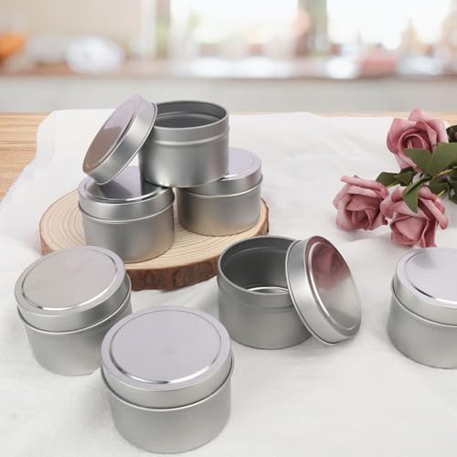 GENHAKON 48-Pack 4 oz Silvery Candle Tins