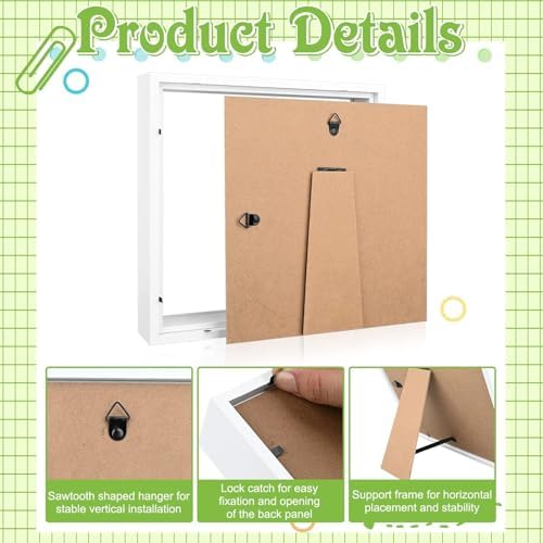 4 Pack 8x8in Shadow Box Frames for Photos Crafts and Memories