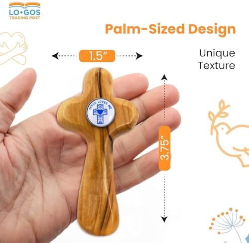 Olive Wood Boys Baptism Cross - Handcrafted Holy Land Keepsake
