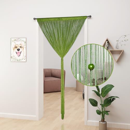 YIIBAII Green Beaded Curtain 39x79 Inches