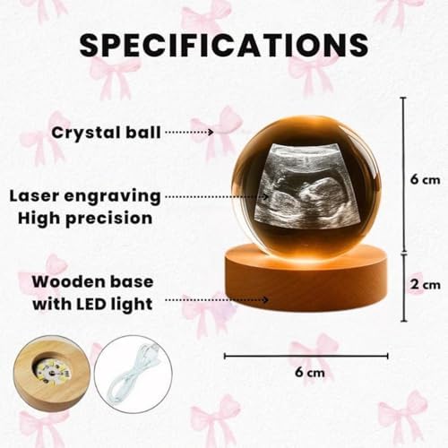 Customized 3D Ultrasound Crystal Ball with LED Light Base