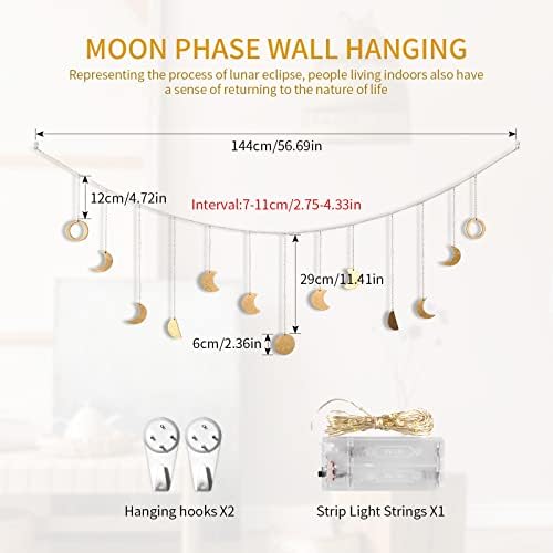 Brmeday Moon Phase Wall Decor with LED Light 1
