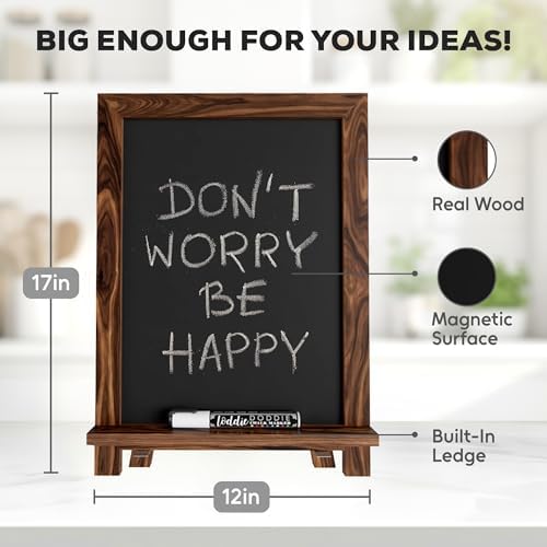 Rustic Wood Chalkboard Easel with Holder