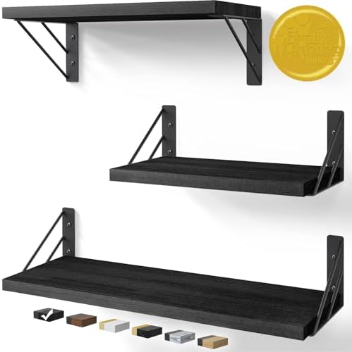 BAYKA Rustic Floating Wall Shelves for Bedroom and Living Room Storage