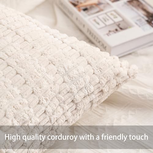 Pack of 2 Corduroy Striped Throw Pillow Covers 18x18 Inch